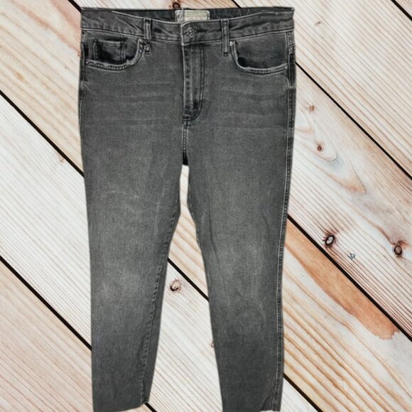 Free People High-Rise Raw Hem Straight Jeans - Picture 2 of 7